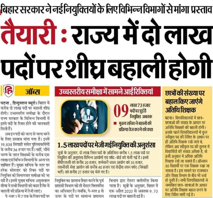 Bihar Upcoming 2 Lakh Vacancy 2025