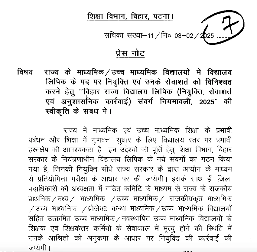 Bihar School Assistant Vacancy 2025