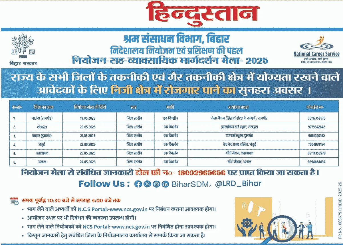 Bihar Rojgar Mela Camp 2025