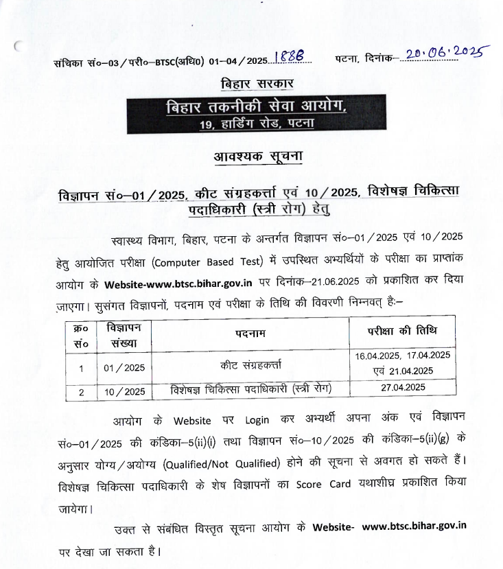 BTSC Insect Collector Result 2025