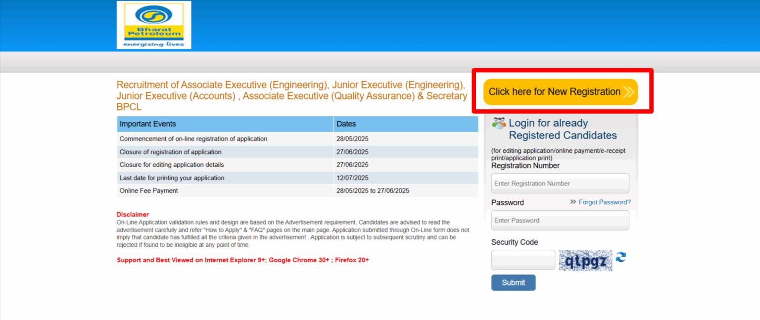 BPCL Entry-Level Recruitment 2025