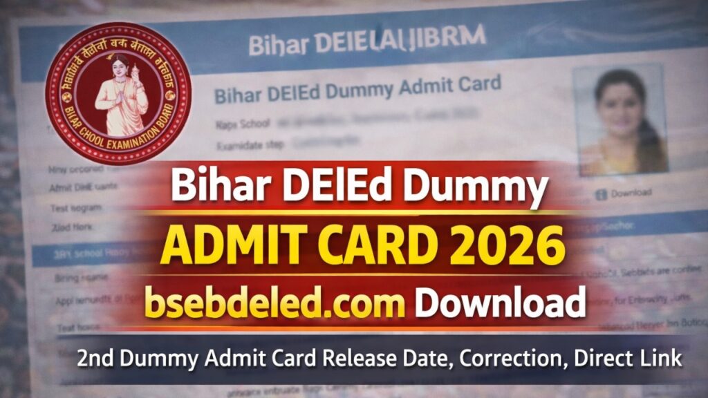 Bihar DElEd Dummy Admit Card 2026 Bsebdeled.com Download