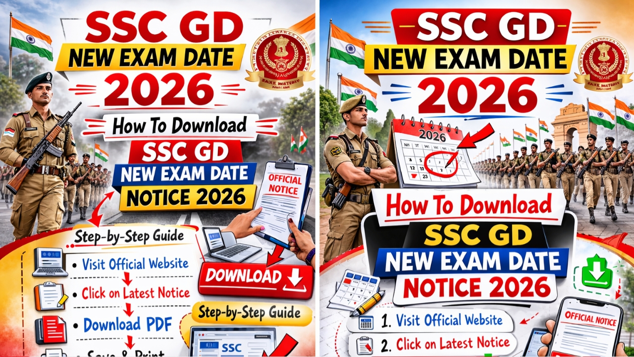 SSC GD New Exam Date 2026 : How To Download SSC GD New Exam Date Notice 2026